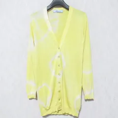 美品 Blumarine ブルマリン タイダイ柄 シルク100% Vネック ニットカーディガン 38 イエロー レディース 古着 中古 USEDのサムネイル