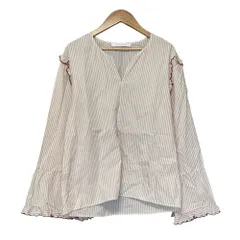 美品 See By Chloe シーバイクロエ ストライプ ロングスリーブ フリルブラウス サイズ38 ベージュ ホワイト レディース 古着 中古 USEDのサムネイル
