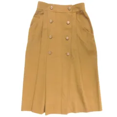 美品 LANVIN ランバン タイト ラップ スカート ボトムス ひざ丈 オールド ヴィンテージ サイズ40 茶 ブラウン キャメル レディース 古着 中古 USEDのサムネイル