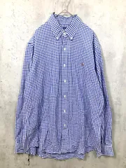 Ralph Lauren ラルフローレン 長袖 オックスフォード ボタンダウン チェック シャツ sizeLG/青 ■■ メンズ