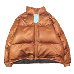 未使用 BEAMS ビームス Wide short fit leather look down jacket 幅広ショート丈 レザー調 ダウンジャケット XL ライトブラウン メンズ 古着 中古 USEDのサムネイル