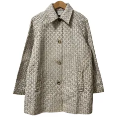 良品 CELINE セリーヌ マカダム ステンカラーコート サイズ42 アイボリー×ブラウン レディース 古着 中古 USEDのサムネイル