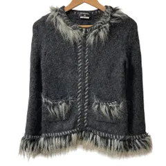 美品 CHANEL シャネル アルパカカシミヤ ジップアップ ニットジャケット P39892 サイズ36 ダークグレー ホワイト レディース 古着 中古 USEDのサムネイル