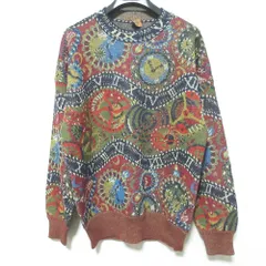 美品 MISSONI ミッソーニ クロック柄 モヘアブレンド ウール ニット セーター 48 レッド カーキ メンズ 古着 中古 USEDのサムネイル