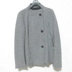 美品 Max Mara マックスマーラ カシミヤブレンド スタンドカラージャケット 38 ブラック ホワイト レディース 古着 中古 USEDのサムネイル