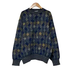良品 MISSONI SPORT ミッソーニスポーツ モヘアブレンド 総柄 ジャガード ウール ニット セーター XS ブルー系 メンズ 古着 中古 USEDのサムネイル