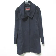 美品 MaxMara STUDIO マックスマーラ ステュディオ アルパカシャギー コート サイズ40 ネイビー レディース 古着 中古 USED