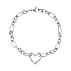 【シルバー×ワンサイズ】[Cream dot. クリームドット公式] ブレスレット レディース ステンレス製 金属アレルギー対応 つけっぱなし ハート フレーム チェーン ごつめ メタル のサムネイル