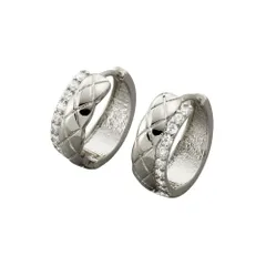 【シルバー×ピアス】[Cream dot. クリームドット公式] ピアス レディース ニッケルフリー フープ ワンタッチ キャッチレス 中折れ キルティング ビジュー ラインストーン のサムネイル