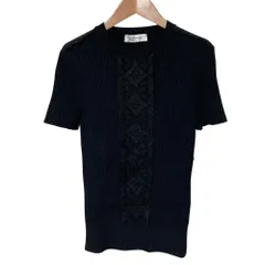 美品 VALENTINO ヴァレンティノ ショートスリーブ レースドッキング リブニット セーター サイズXL ブラック レディース 古着 中古 USEDのサムネイル