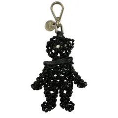良品 PRADA プラダ ビーズ ベア チャーム キーホルダー ブラック レディース 古着 中古 USED