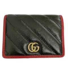未使用 GUCCI グッチ GG マーモント キルティング コンパクトウォレット 573811 ブラック レディース 古着 中古 USED