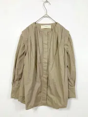 CYCLAS シクラス ギャザー タック ノーカラー 長袖 コットン ブラウス シャツ size36/ベージュ ■■◎レディース