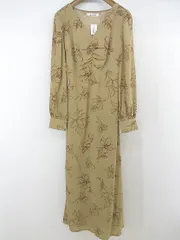 ◇ archives アルシーヴ レースアップ 総柄 長袖 ロング ワンピース サイズF ブラウン系 レディース P  【中古】 【1208260012040】