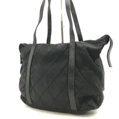 PRADA　プラダ　ショルダーバッグ　キルティング　三角ロゴ　テスートナイロン×レザー　ブラック系　肩掛け　1920
