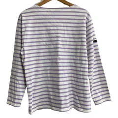 美品 SAINT JAMES セントジェームス ウェッソン バスクシャツ サイズF5 パープル ホワイト メンズ 古着 中古 USEDのサムネイル