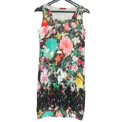 美品 VIVIENNE TAM ヴィヴィアンタム フラワープリント パワーネット ひざ上丈 ノースリーブ ワンピース サイズ40 マルチカラー レディース 古着 中古 USEDのサムネイル