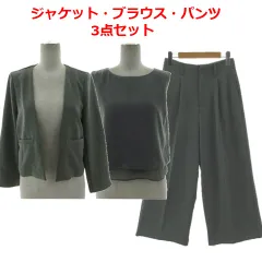 アパートバイローリーズ apart by lowrys 3点セット AP270959TK ノーカラージャケット 羽織り ノースリーブブラウス 裾レイヤード風 ワイドパンツ タック グリーン系 グリーングレー Mのサムネイル