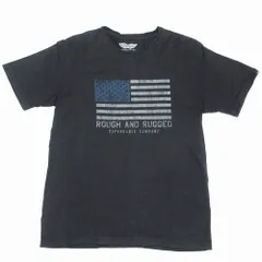 ROUGH AND RUGGED ラフアンドラギッド 星条旗 プリント Tシャツ 半袖 トップス ブラック サイズM メンズ 【中古】のサムネイル
