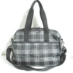美品 LeSportsac レスポートサック チェック柄 2way ボストンバッグ ブラック レディース 古着 中古 USED