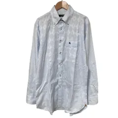 美品 BURBERRY BLACK LABEL バーバリーブラックレーベル アーガイルチェック BDシャツ サイズ42 ライトブルー メンズ 古着 中古 USED