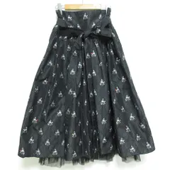 美品 MARC JACOBS マークジェイコブス フラワージャガード ギャザースカート サイズ0 ブラック レディース 古着 中古 USEDのサムネイル