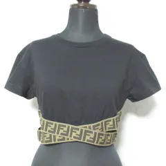 良品 FENDI kids フェンディキッズ ズッカ柄 クロップドカットソー JFI227 7AJ サイズ12+ ブラック キッズ 古着 中古 USEDのサムネイル