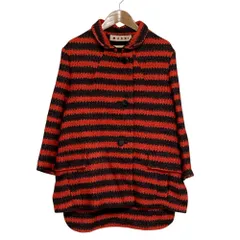 良品 MARNI マルニ ボーダー ウール ミドルコート サイズ38 レッド系 レディース 古着 中古 USEDのサムネイル