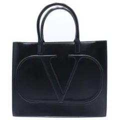 VALENTINO (ヴァレンティノ) Vロゴ WALK カーフスキン ショッピングバッグ ハンドバッグ ショルダー付き ブラック レディースのサムネイル