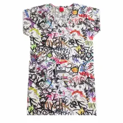 Paul X Paul Smith ポールスミス 総柄ロング丈 Tシャツ Vネック 半袖 マルチカラー KKPSBM0550 サイズXL レディース 【中古】