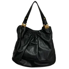 良品 Miu Miu ミュウミュウ レザー 2way ギャザー ショルダーバッグ ブラック レディース 古着 中古 USED
