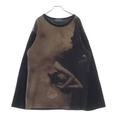 Yohji Yamamoto POUR HOMME (ヨウジヤマモト プールオム) 22AW 丸首インジェット ウール混 総柄クルーネック長袖ニットセーター ブラック HE-T35-178のサムネイル