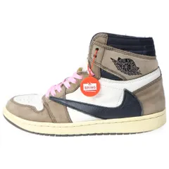 NIKE (ナイキ) ×TRAVIS SCOTT AIR JORDAN 1 RETRO HIGH OG TS SP トラヴィススコット エアジョーダン1 ハイカットスニーカー ブラウン/ホワイト US9.5/27.5cm CD4487-100