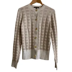 美品 MACKINTOSH LONDON マッキントッシュロンドン チェック ウール ニット カーディガン サイズ38 ベージュ レディース 古着 中古 USEDのサムネイル