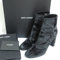 良品 SAINT LAURENT サンローランパリ ベルベット アンクルブーツ 484512 サイズ36.5 23.5cm相当 ブラック レディース 古着 中古 USEDのサムネイル