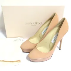新品同様 JIMMY CHOO ジミーチュウ パテントレザー ハイヒールパンプス 37.5 24cm相当 ピンクベージュ レディース 古着 中古 USED
