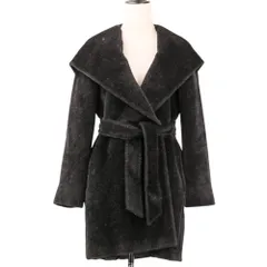 美品 Max Mara マックスマーラ アルパカ シャギー フーディーベルテッドコート ガウンコート 38 ブラック レディース 古着 中古 USEDのサムネイル