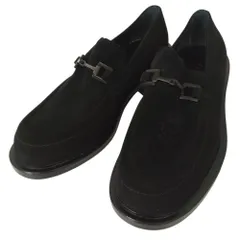 良品 GUCCI グッチ ホースビット金具 スエードレザー ローファー シューズ サイズ40.5E 約25.5cm ブラック メンズ 古着 中古 USED