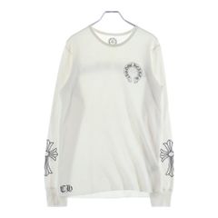 CHROME HEARTS Thermal Long-Sleeve T-Shirt with CH Crossback Sleeves and Scroll Label Print