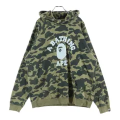 A BATHING APE (アベイシングエイプ) 1st CAMO COLLEGE PULLOVER HOODIE フロントプリント カモフラ総柄 プルオーバーパーカー カーキ