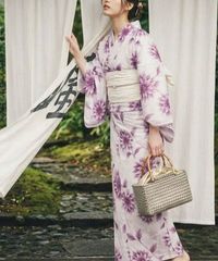 Acka アカ 浴衣 山茶花 white (lame) 浴衣3点セット ウタタネ - メルカリ