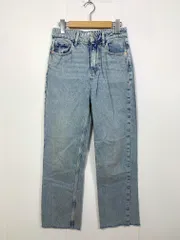ZARA ザラ 切りっぱなし ハイライズ ストレートレッグ アンクルリジッド デニムパンツ size36/水色  ■■ レディース