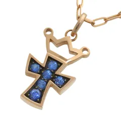 【本物保証】 鑑付 新品同様 クロスモチーフ ネックレス 5.2g K18PG メレサファイア 0.30ct 十字架 おしゃれ ノーブランド No brand