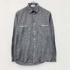 90s　BENETTON　ベネトン　長袖シャンブレーシャツ　ジップポケット　2つポケット　ヴィンテージ　灰色　グレー　Sサイズ　古着【値引き交渉OK！】のサムネイル