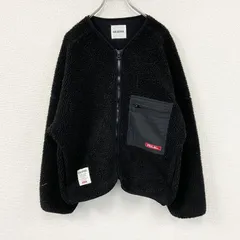 MILKFED.　ミルクフェド　ノーカラーフリースジャケット/ボアジャケット　ジップ胸ポケット　黒　ブラック　ONEサイズ　古着【値引き交渉OK！】