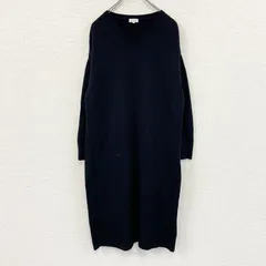 MACKINTOSH PHILOSOPHY　マッキントッシュ フィロソフィー　長袖ニットワンピース　Vネック　紺　ネイビー　38サイズ　古着【値引き交渉OK！】のサムネイル