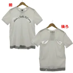 アディダス バイ ステラマッカートニー adidas by Stella McCartney ロゴTシャツ FK9695 丸首 半袖 コットン混 配色 ホワイト 白 グレー Mのサムネイル
