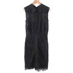 未使用 self-portrait セルフポートレイト レース ひざ丈 襟付き ノースリーブワンピース UK8 ブラック レディース 古着 中古 USEDのサムネイル