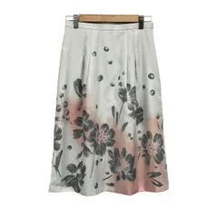 HANAE MORI(ハナエモリ) ロングスカート サイズ38 M レディース美品  - ライトグレー×ピンク ALMA EN ROSE/花柄のサムネイル