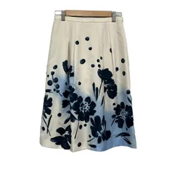 HANAE MORI(ハナエモリ) ロングスカート サイズ38 M レディース美品  - アイボリー×ネイビー ALMA EN ROSE/花柄のサムネイル